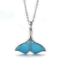new trendy women whale necklace bluetail fish nautical chokers charm mermaid tail pendant necklace sliver jewelry for women girl