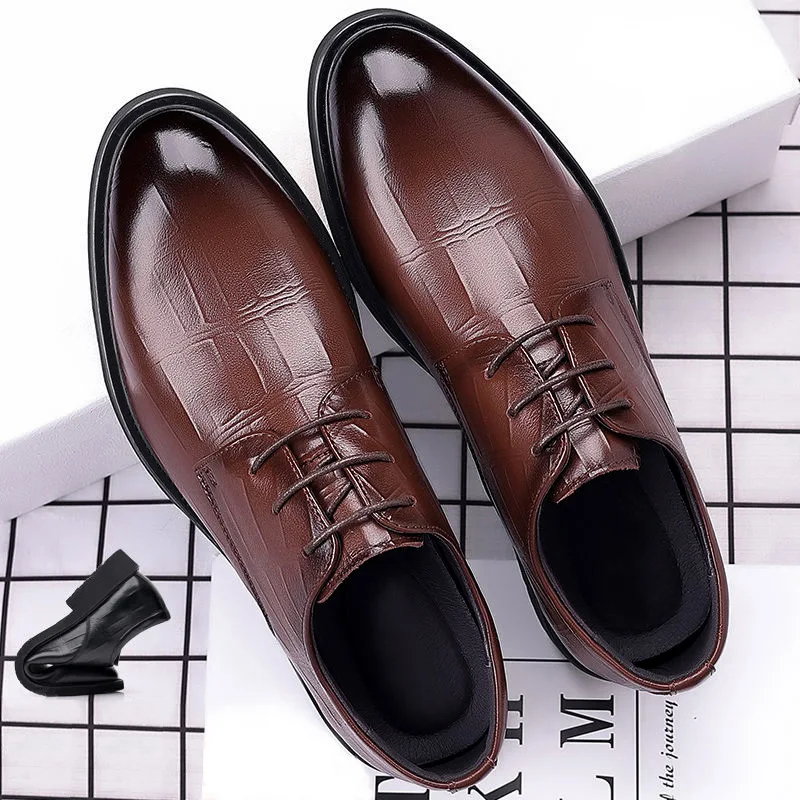 

2021 New Men Shoes Fashion Trend Solid Color PU Classic Round Toe Low-top Lace-up Low-heel Business Casual Oxford Shoes HL746