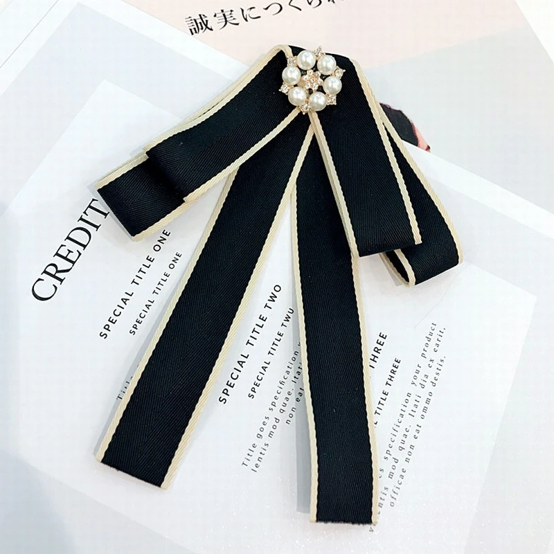 Корейский простой ленты полоса галстук бабочка со стразами броши для женщин