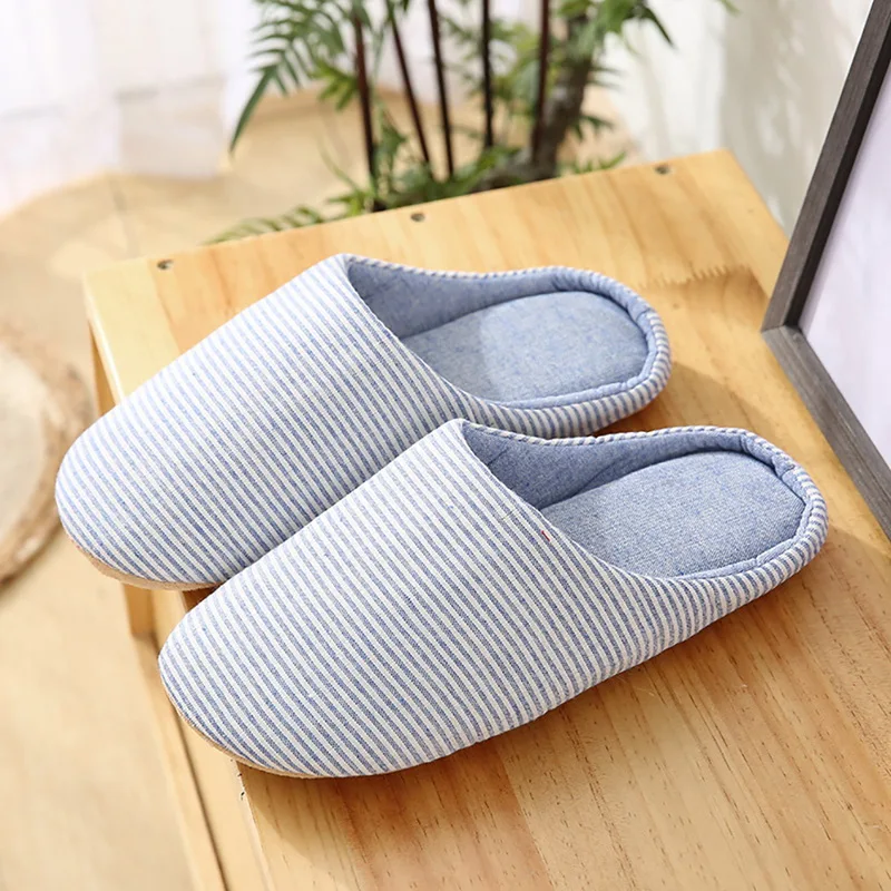 Домашние тапочки из хлопка бесшумные Нескользящие хлопковые зимние комнатные