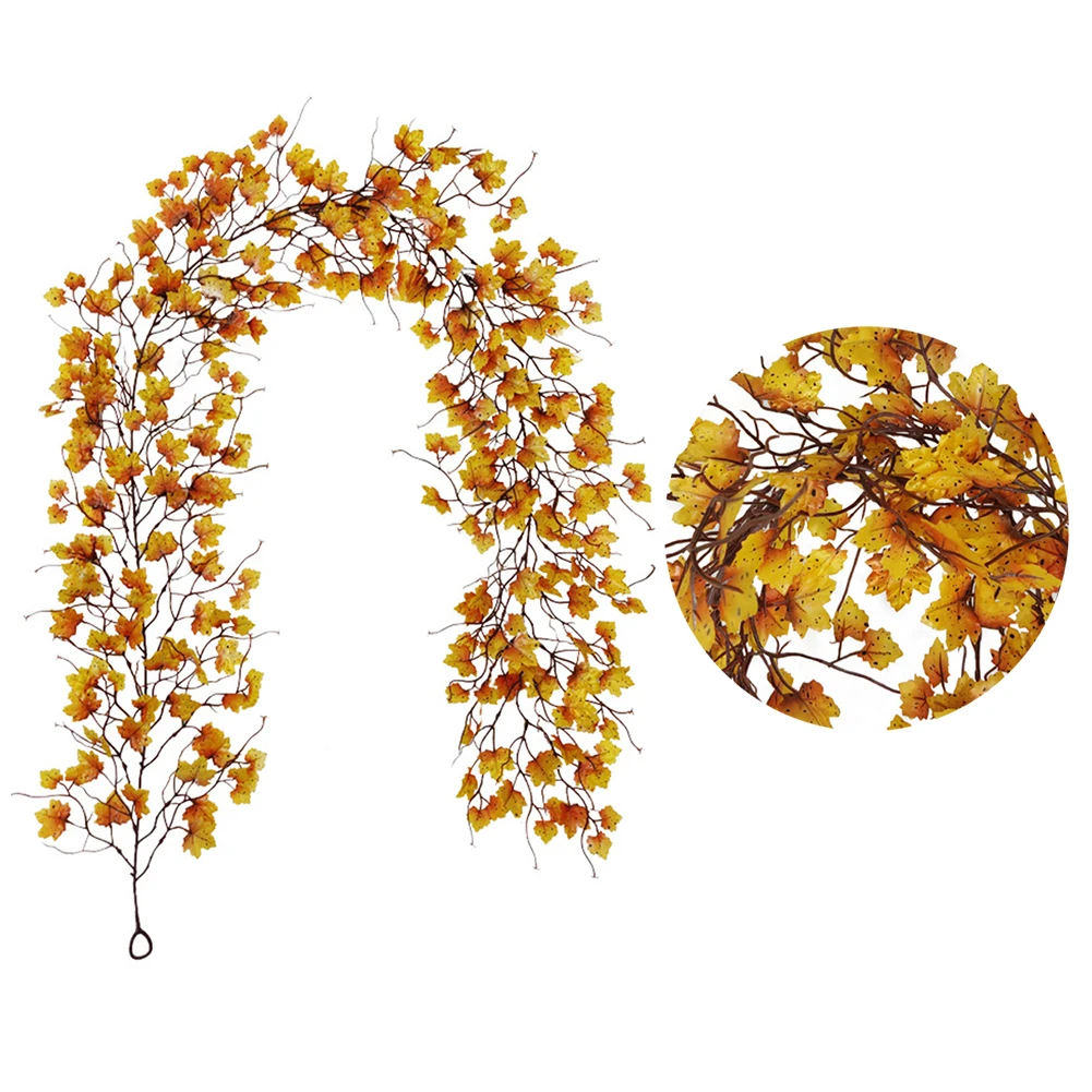

200cm Artificial Maple Leaf Vine Thanksgiving Christmas Harvest Festival Hanging Rattan Pendant Flower Arrangement Decoration