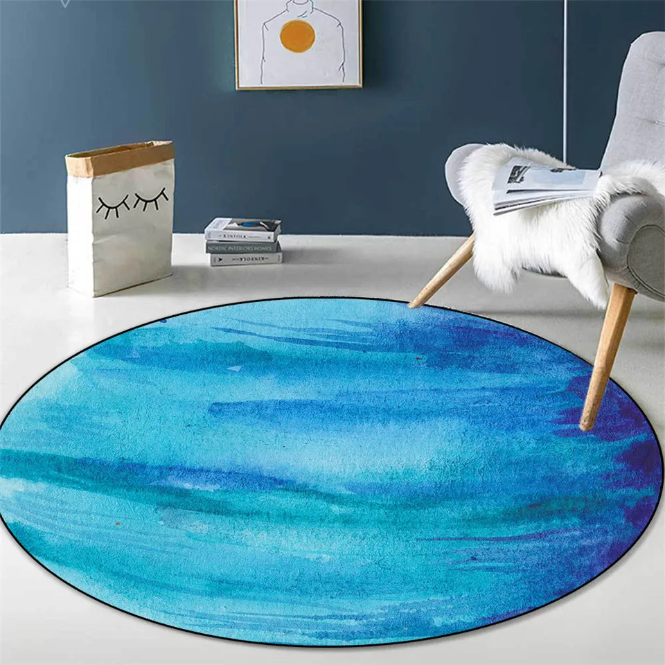 Blue Purple Green Planet Surface Round Carpet For Kids Room Nordic Colorful Girl Capet Area Rug Decor Chair Mat Floor | Дом и сад