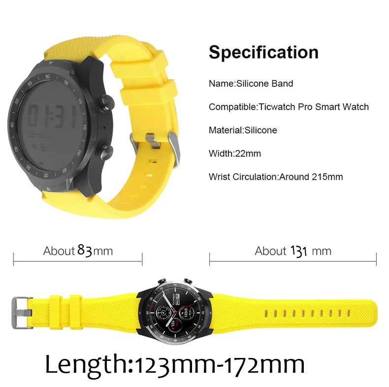 Ремешок для часов Ticwatch Pro S2 E2 Samsung Gear S3 Huawei GT Honor Watch Magic band спортивный силиконовый