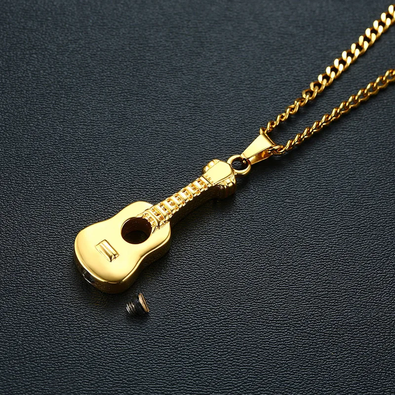 

Guitar Urn Necklace,Cremation Jewelry for Ashes,Musician Memorial Necklace,Men Necklace,Man Jewelry