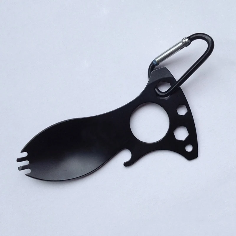 Outdoor Camping Portable Multi Functional Travel Kits Carabiner Screwdriver Fork Spoon EDC Tool Wrench 3 Hex Heads Bottle Opener | Спорт и