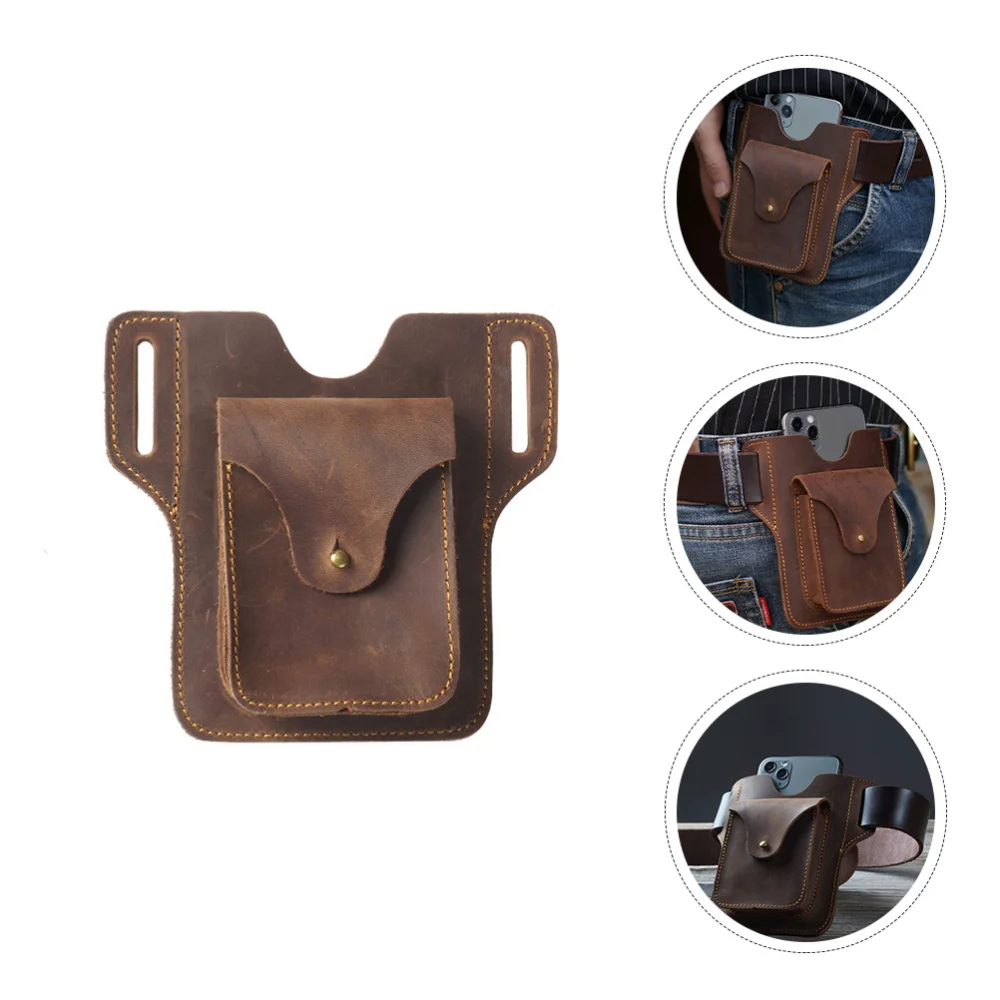 

1Pc Vintage Waist Bag Stylish Men's Mobile Phone Waist Bag Leather Phone Bag