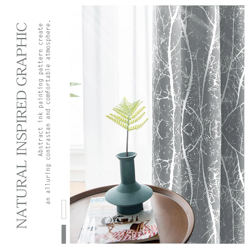 1 шт. Затемняющая занавеска с веткой и природным принтом украшение для гостиной