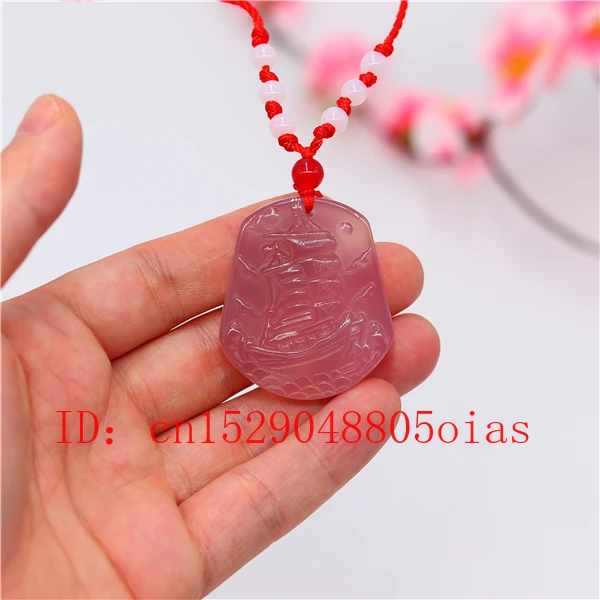 

Agate Jade Stone Sailboat Pendant Necklace Jadeite Jewelry Charm Amulet Carved Fashion Natural Chinese Gifts for Women Men