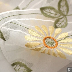 Новинки тюль для окна римская жалюзи вышитые вуаль занавески для кухня спальни тюль для гостиной с рисунком растительным и бабочками - Цвет: Yellow Flower