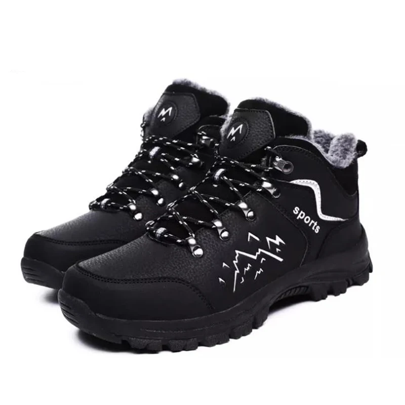 Мужские зимние походные ботинки бархатные теплые сапоги водонепроницаемая