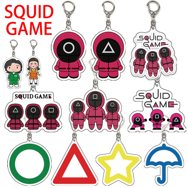 

Squid Game TV Series Keychain Soldier Triangle Series Creative Charms Mini Doll Figurine Key Ring Bag Pendant Gift 오징어 게임