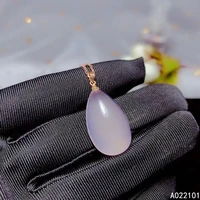 kjjeaxcmy fine jewelry 18k yellow gold natural rose quartz girl new luxury pendant necklace support test chinese style