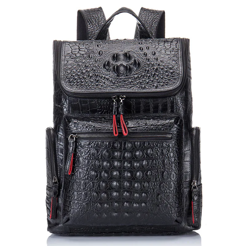 Мужской рюкзак Luufan из натуральной крокодиловой кожи для ноутбука 14 дюймов черный
