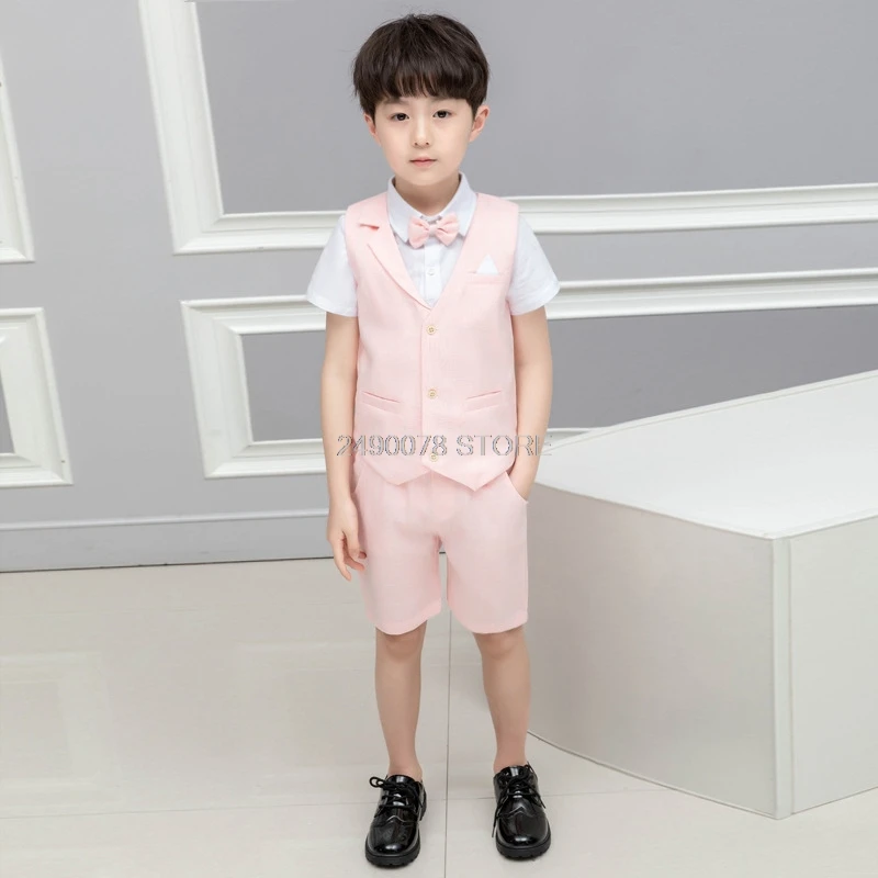 Boys Clothing Set Summer Baby Kids Prince Suit Gentleman Vest+ Pants 2pcs Boy Formal Wedding Birthday Party Costume F126 |