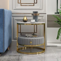 simple nordic marble new modern light luxury marble table top velvet drawer night table boutique nightstand bedroom furniture