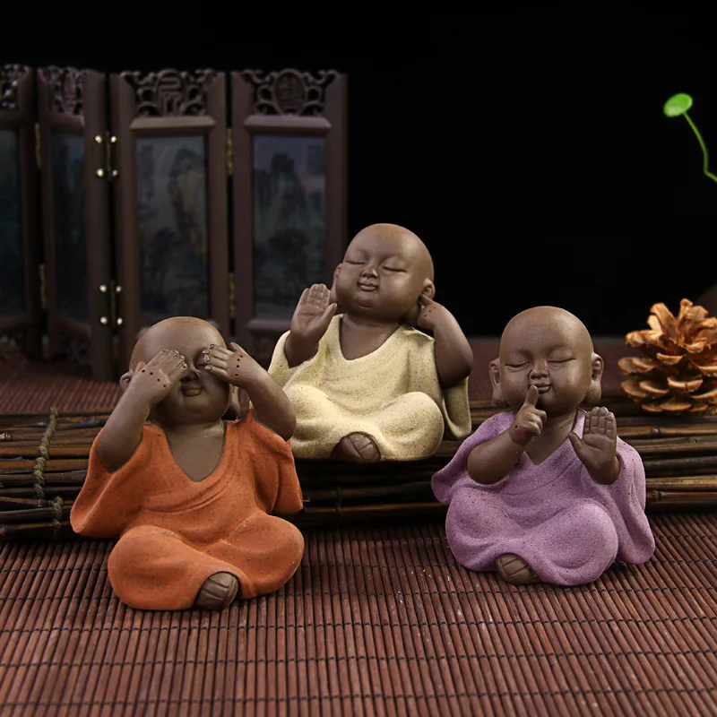

Ceramic Purple Sand Pottery Buddha Tea Pet Zen Monk Home Decoration Furnishing Creative Gift Buddha Statues Decor