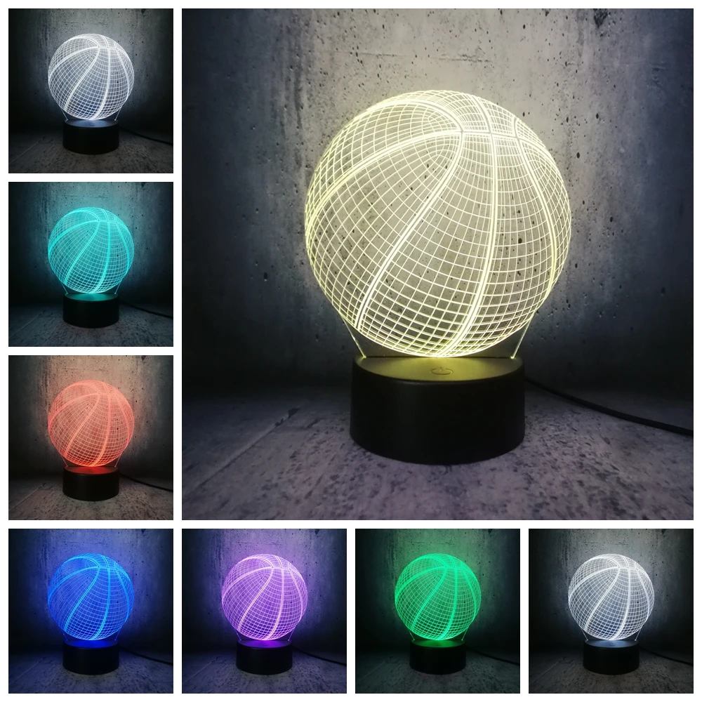 Новинка спортивный стиль баскетбол 3D USB светодиодная лампа сенсорный пульт