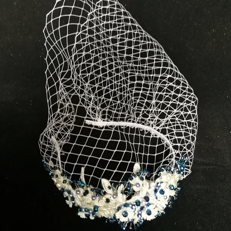 

100% NEW Handmade Royal Blue Crystal Beaded Birdcage Headband Flower Girls Wedding Hair Accessories