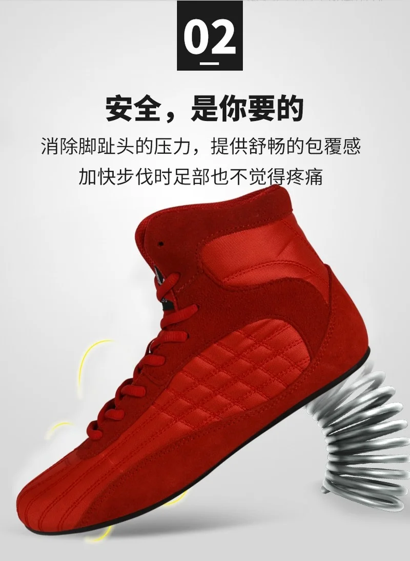 

Men Ankle Wrestling Shoes Light Weight Boxing Sneaker for Men Professional Sport Training Sneaker Gym Sanda Combat Fighting Shoe