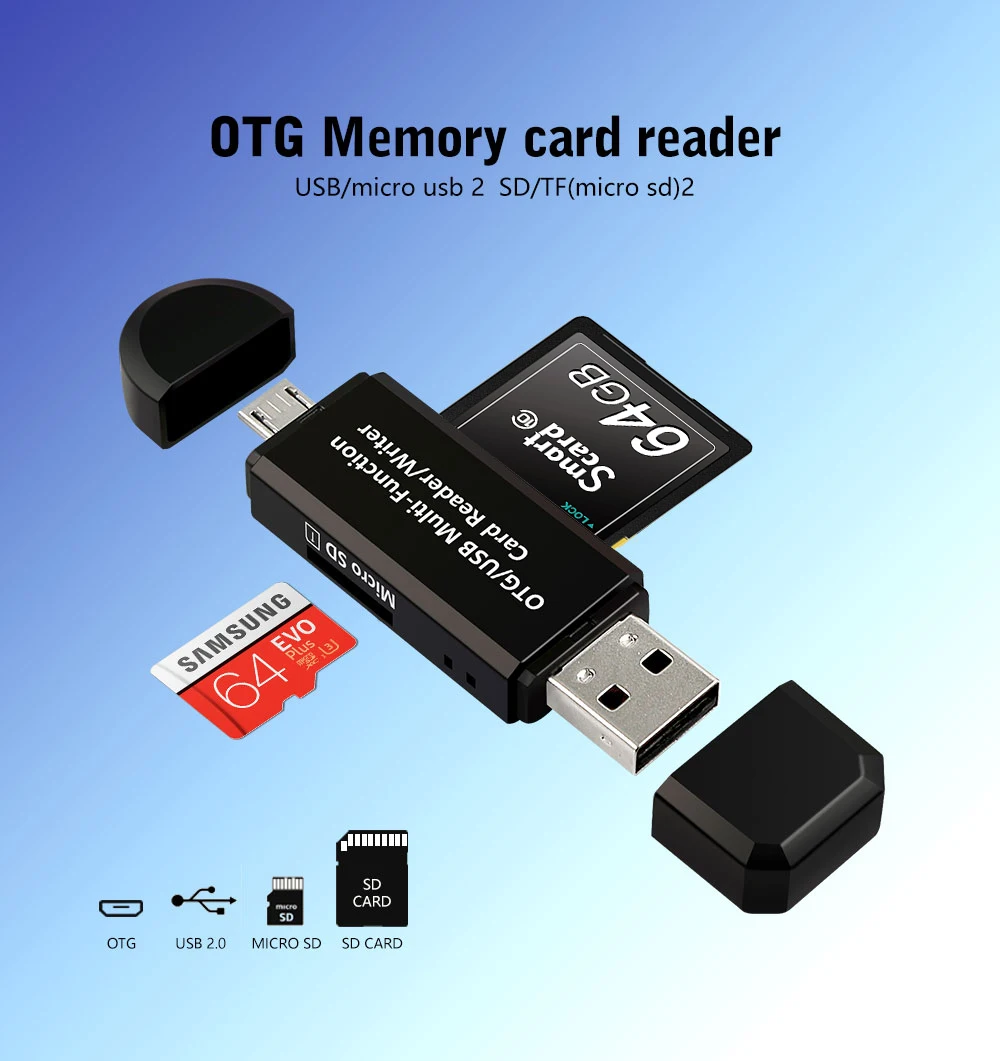 Micro USB и USB 2 в 1 OTG кард-ридер высокоскоростной USB2.0 Универсальный OTG TF/SD для Android компьютера удлинители