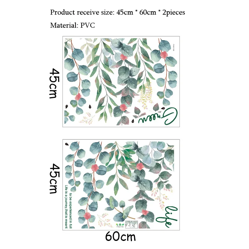Настенная Наклейка Green Life с зелеными листочками украшение фона для спальни
