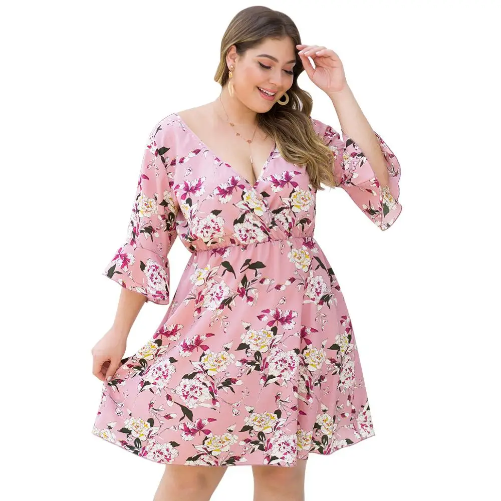 Осеннее платье с глубоким v образным вырезом женское рукавом три четверти и