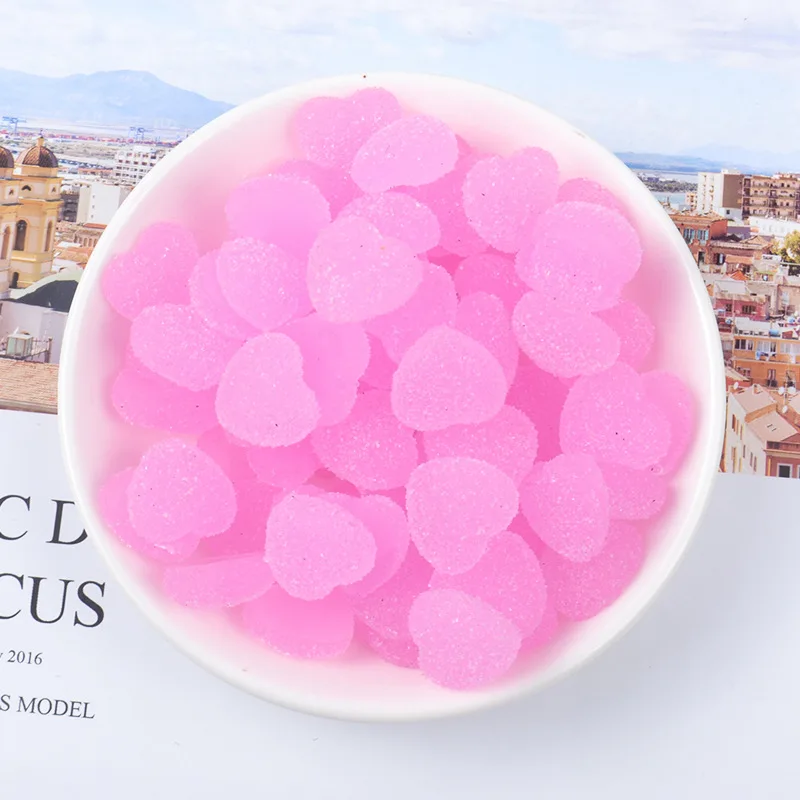 20pcslot resin soft candy heart charms pendant jewelry making accessory home phone decoration 1717mm free global shipping