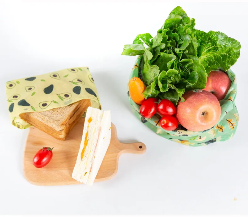 

HOT ECO Zero Waste Reusable Beeswax Cloth Wrap Food Fresh Bag Lunch Bag Party Picnic Fruit Packing Bag