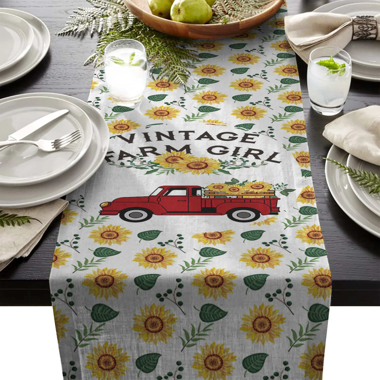 Винтажный фермерский дом для девочек красный грузовик Подсолнухи настольная
