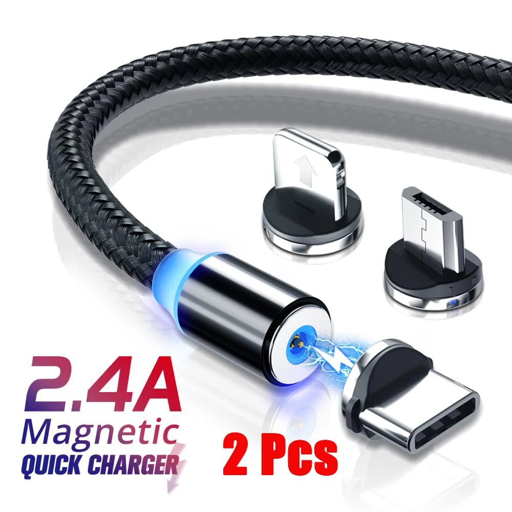 2 шт. Магнитный зарядный кабель с разъемом usb c для iPhone 12 11 Samsung S21 магнит Дата Micro USB