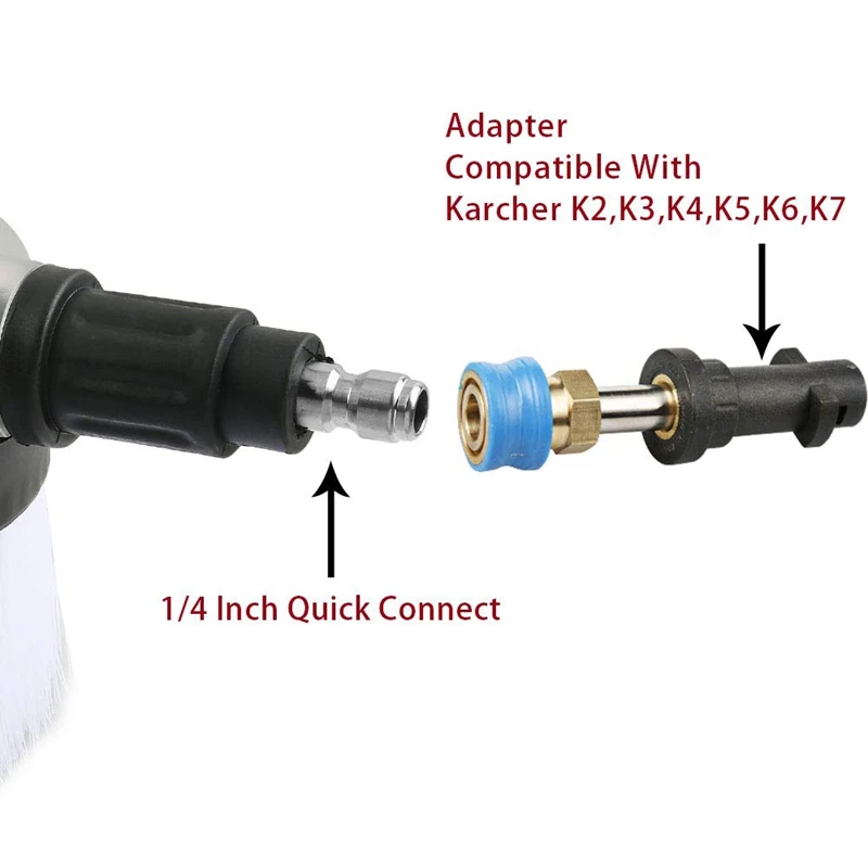 Best High Pressure Washer Rotating Wash Brush with 1/4 Inch QC, Non-Electric Automatic 360 Degree, 1/4 Inch Blue Holder Coupler