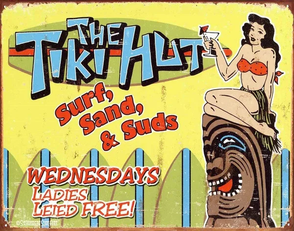 

Новый металлический жестяной знак для серфинга, песка и судов в хижине Tiki