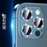 luxury 3d crystal glitter stone for iphone 11 12 mini pro max fashion bling diamond lens protection camera protector pc cover