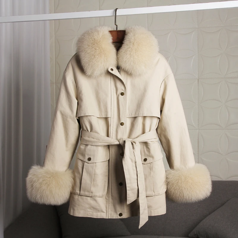 Парка из натурального меха отстегивающееся короткое пальто 2020 зимняя теплая