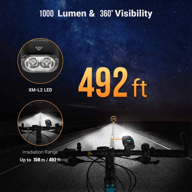 

Cycling Bicycle Bike Light Set Ultra-Bright Waterproof Rechargeable Headlight with Smart Sensor and Tail Light