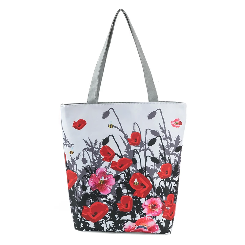 

Creative Ink Painting Flower Shopping Bag Flower Print One Shoulder Bag Girl