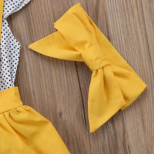 

Toddler Baby Kid Girls Clothes Set Bow T shirt Skirts Outfits Summer Clothing