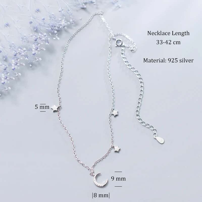 Женский чокер из серебра 925 пробы со звездами и Луной|Ожерелья| |