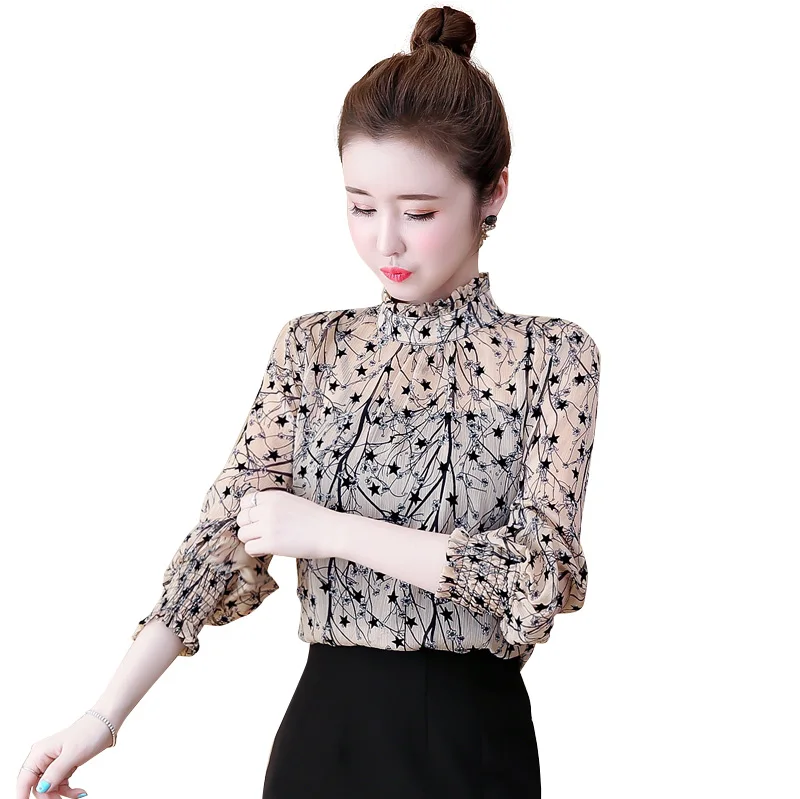 

2021 Spring New Super Fairy Floral Long-sleeved Bottoming Shirt Western Style Tops for Women Fashion