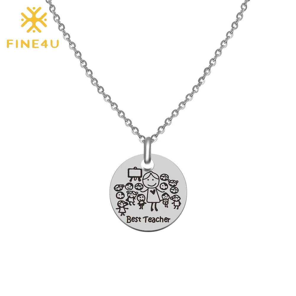 Ювелирные изделия на День учителя FINE4U N282 подарочное круглое ожерелье с подвеской