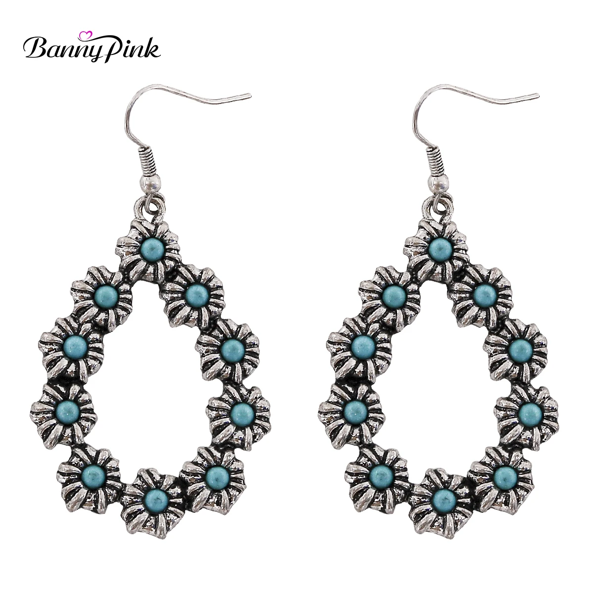 Розовые богемные бирюзовые серьги Banny для женщин индийские Цветочные массивные