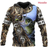 new products mens clothing bass fishing 3d printing fashion casual tops zipper hoodie unisex comfortable sweatshirthoodie 689