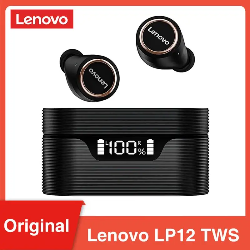 

Lenovo LP12 Wireless Bluetooth 5.0 Earphone Waterproof TWS Dual Stereo CAC Noise Reduction Earbuds With Microphone/ Charger Case