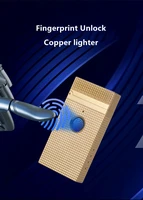 2022 new brass lighter fingerprint recognition touch sensor power display usb rechargeable lighter high end gifts for men