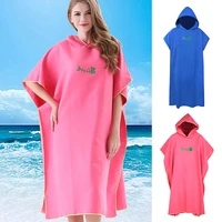 adult microfiber water absorb quick dry hooded wetsuit bath robe changing robe poncho swim beach diving swimming watersports