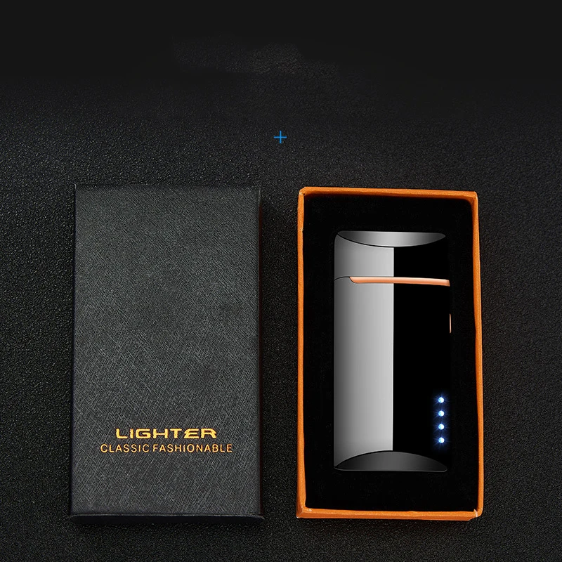 Mini Metal USB Arc Lighter Cigarette New Plasma Flameless Electric Windproof LED Power Display Gadgets for Men |