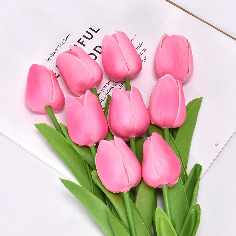 

1pc Mini Pu plastic tulips Artificial Flower Wedding home Decorative flowers Holiday gifts Home Furnishing decoration