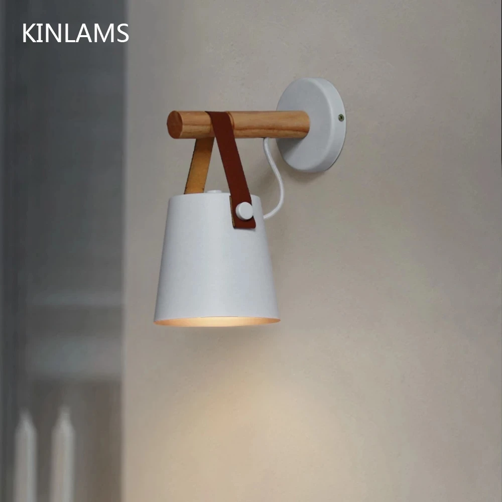 

Wooden Wall Light Simple Creative LED Bedroom Bedside Decoration Morden Nordic Design Living Room Corridor Hotel E27Indoor Lamps