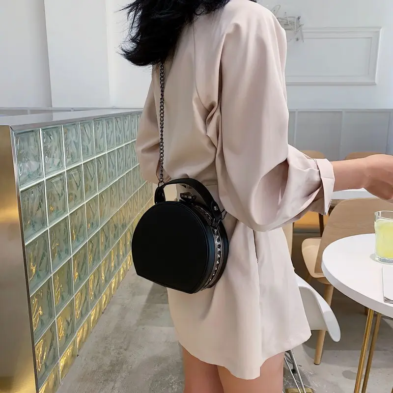 

ATLI New Solid color PU Leather Round Crossbody Bags for Women 2021Luxury Trend Shoulder Cross Body Handbags Branded