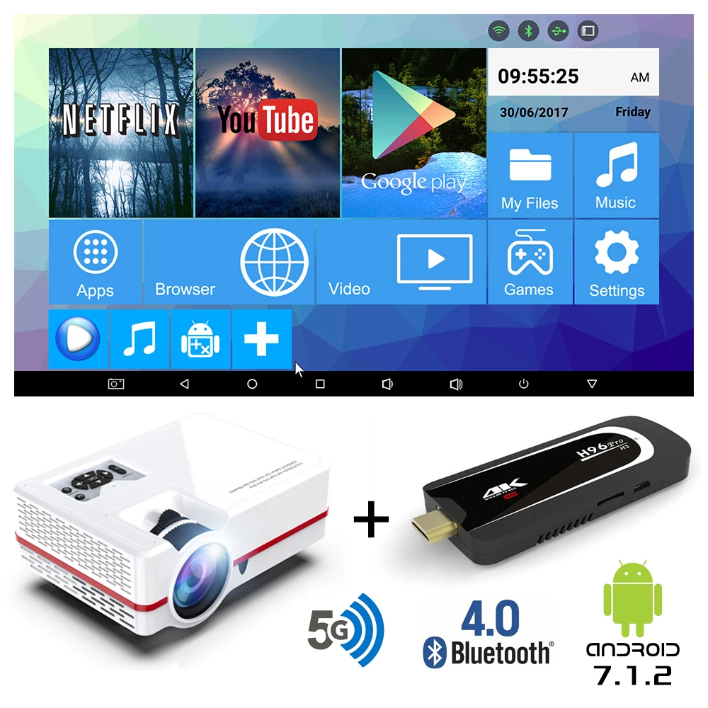 Мини-проектор VISIONTEK VS313 UP Full HD проектор 720P Android Wi-Fi светодиодный для домашнего